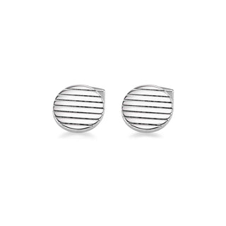 Men's Sterling Silver Round Ribbed Cufflinks