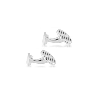 Men's Sterling Silver Round Ribbed Cufflinks