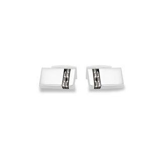 Men's Sterling Silver Vertical Marcasite Set Rectangle Cufflinks