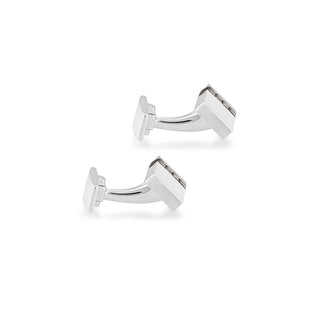 Men's Sterling Silver Vertical Marcasite Set Rectangle Cufflinks