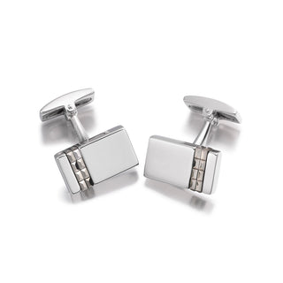 Men's Sterling Silver Vertical Marcasite Set Rectangle Cufflinks