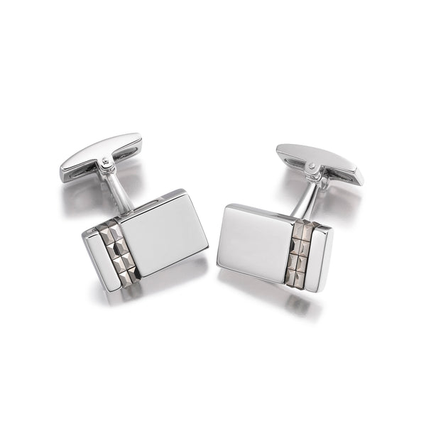 Men's Sterling Silver Vertical Marcasite Set Rectangle Cufflinks