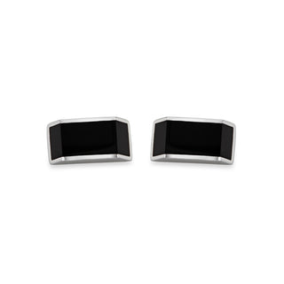Men's Sterling Silver and Onyx Rectangle Cufflinks