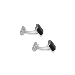 Men's Sterling Silver and Onyx Rectangle Cufflinks