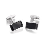 Men's Sterling Silver and Onyx Rectangle Cufflinks