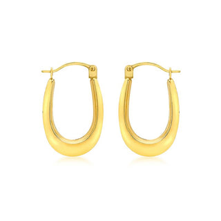 9K Yellow Gold 12mm X 19mm Oval Creole Hoop Earrings