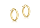 9K Yellow Gold Rectangular-Tube 15mm Hoop Earrings