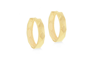 9K Yellow Gold 3.5mm x 23mm Faceted Large Hoop Earrings