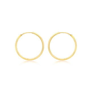 9K Yellow Gold 1.8mm Tube 22mm Polished Hoop Earrings