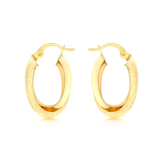 9K Yellow Gold 14mm x 23mm Double Oval Hoop Creole Earrings