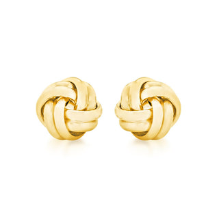9K Yellow Gold 8mm Double-Knot Stud Earrings.
