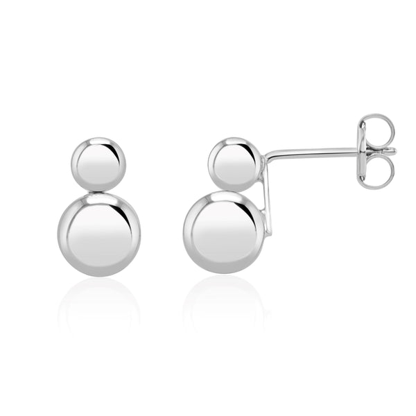 9K White Gold Double Ball Stud Earrings