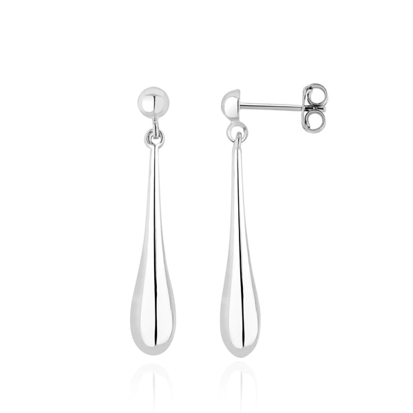 9K White Gold Teardrop Drop Earrings