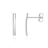 9K White Gold Curved Bar Stud Earrings