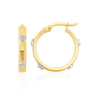 9K Yellow Gold 19mm Rivet Hoop Earrings