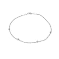 9K White Gold Balls & Twist Curb Chain Anklet /10"