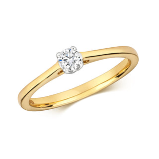 9ct Yellow Gold 0.15ct Solitare Diamond Ring