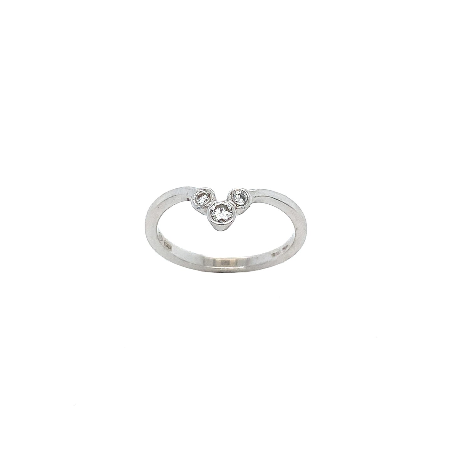 18K White Gold Triple Diamond Wishbone Ring