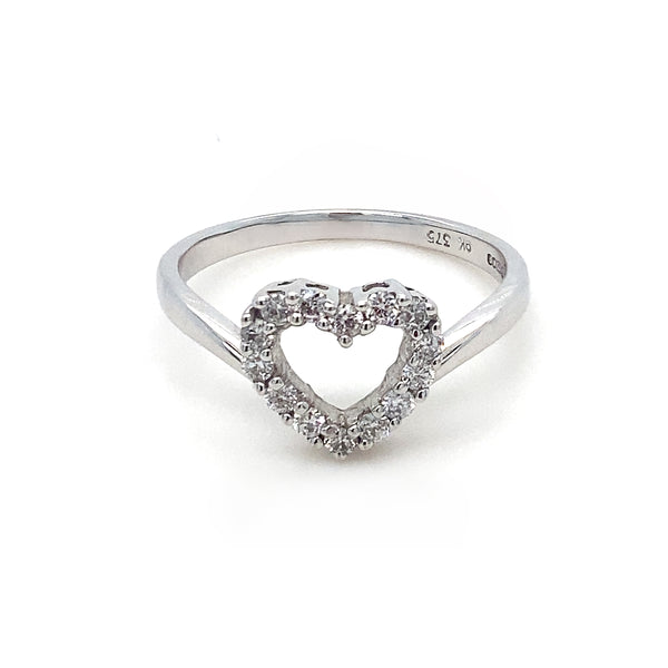 9K White Gold 0.25ct Diamond Heart Ring