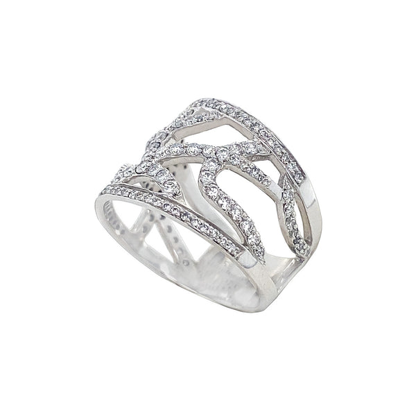 18K White Gold Diamond Encrusted Band