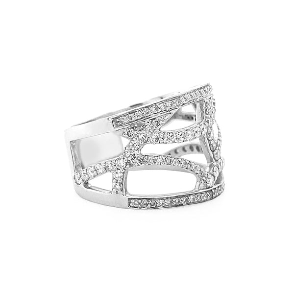 18K White Gold Diamond Encrusted Band