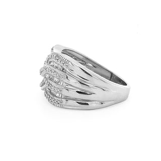 9K White Gold Crossover Cocktail Ring
