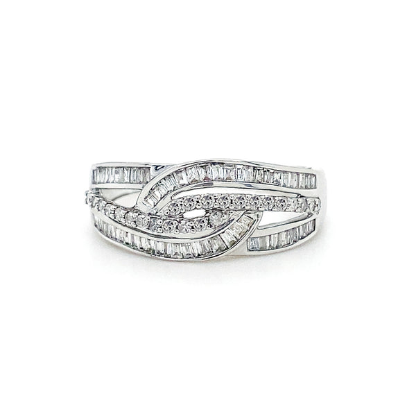 9K White Gold Intertwining Cocktail Band