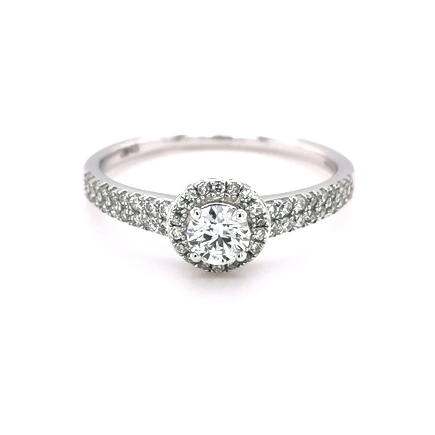9ct White Gold Diamond Halo Ring