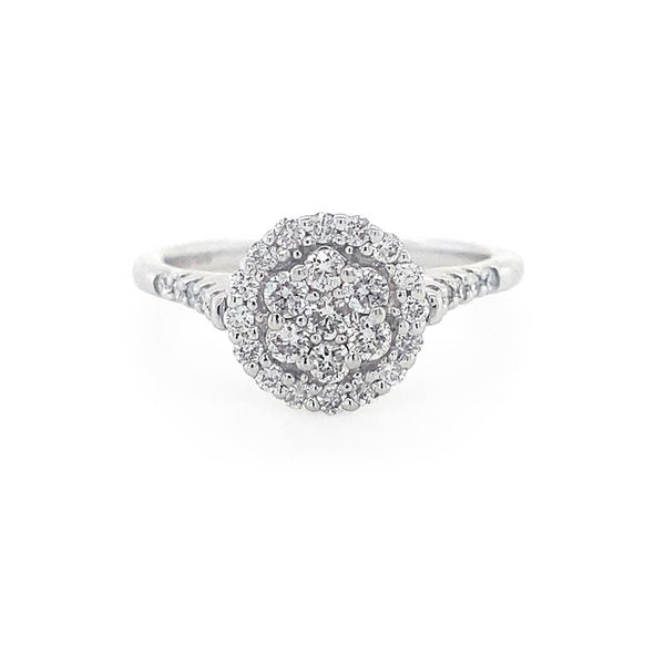9K White Gold Diamond Cluster Ring