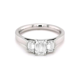 Platinum 3 Stone Emerald Diamond Ring 0.63ct