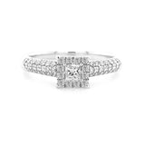 9K White Gold Princess Cut Diamond Ring