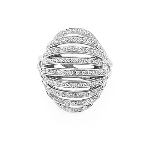 9K White Gold Oval Cut Away Cocktail Ring