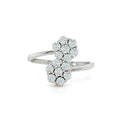 9K White Gold 0.08ct Diamond Double Flower Ring