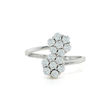 9K White Gold 0.08ct Diamond Double Flower Ring