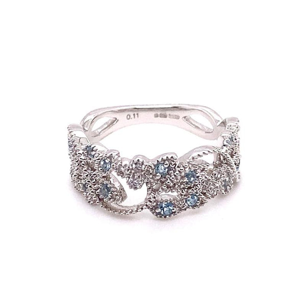 18K White Gold Aquamarine and Diamond Ring