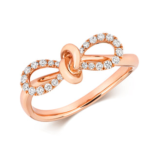 18K Rose Gold 0.18ct Diamond Set Bow Ring