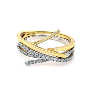 18K Yellow & White Gold Diamond Stacker Ring