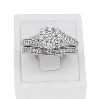 9k white gold lovely tall lotus flower bridal set