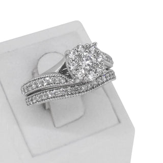 9k white gold lovely tall lotus flower bridal set