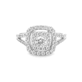 9k White Gold Cushion Shaped Cluster Ring