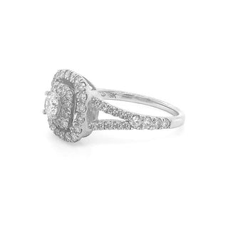 9k White Gold Cushion Shaped Cluster Ring