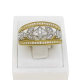 9 carat yellow and white gold filigree cocktail band