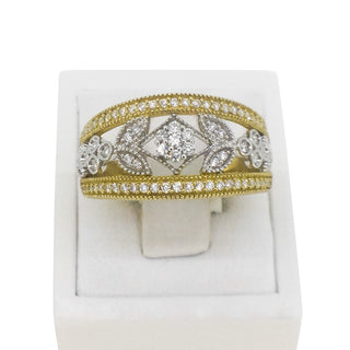 9 carat yellow and white gold filigree cocktail band