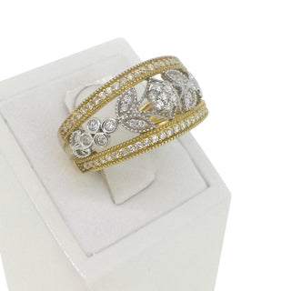 9 carat yellow and white gold filigree cocktail band