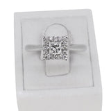 9k white gold square shaped cluster