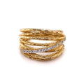 9K Yellow Gold Textured CZ Set Ring