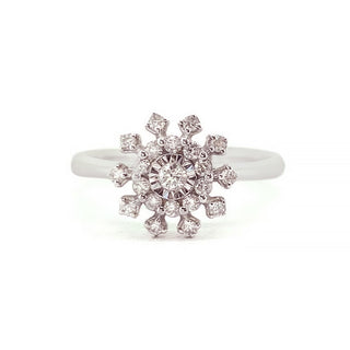 9K White Gold Snow Flake Diamond Ring
