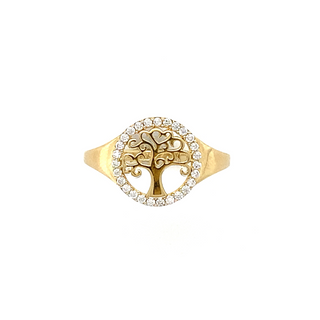 9K Yellow Gold Cubic Zirconia set Tree of Life Ring