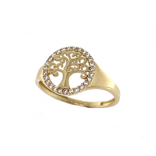 9K Yellow Gold Cubic Zirconia set Tree of Life Ring