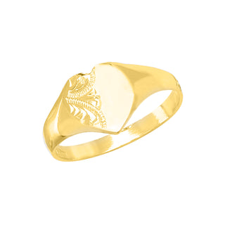 9K Yellow Gold Heart Signet Ring